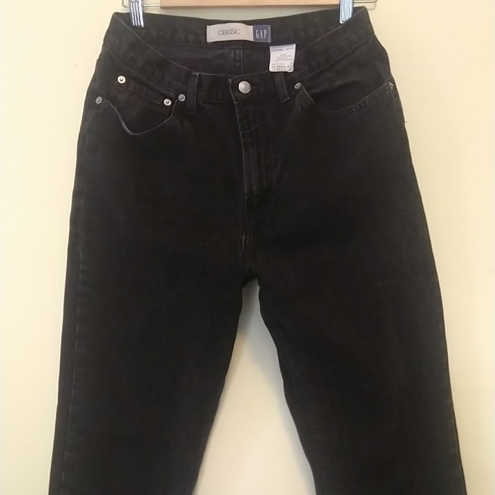 VINTAGE GAP Classic BLACK DENIM JEANS 100% COTTON Size 12